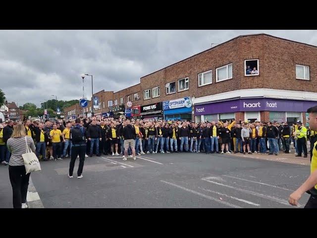 01/06/24 - Dortmund fans pre-champions league final vs. Real Madrid outside Wembley Stadium (UHD)