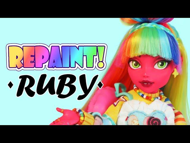 Repaint! Ruby, the Rainbow Skater Girl  Custom Monster High Lagoona Doll