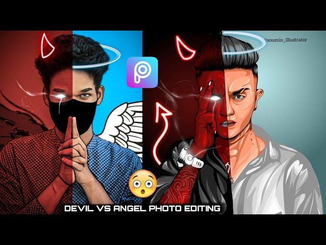 Devil vs angel concept photo Editing in picsart || Picsart tutorial || DJ PHOTO EDITING