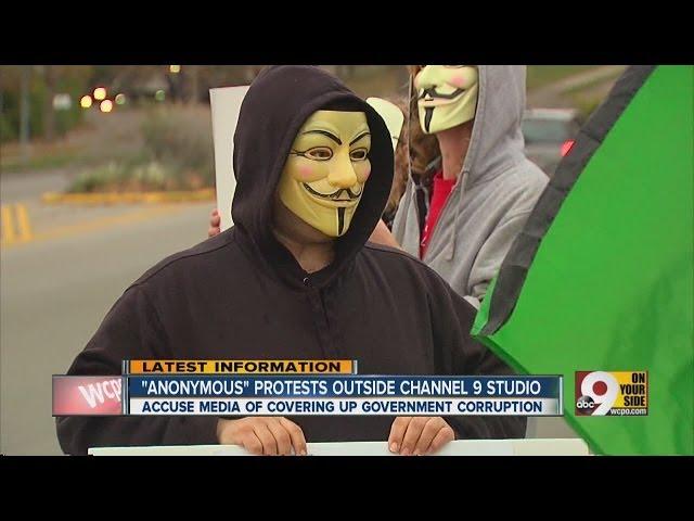 'Anonymous' group protests outside Channel 9 studios