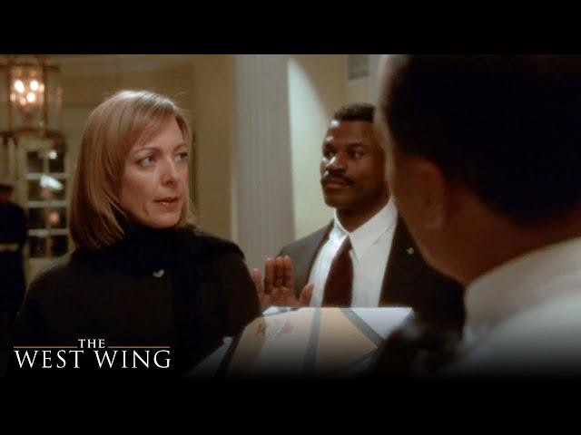 C.J. Gets Held Up by Security | The West Wing