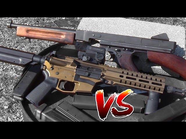 Real Tommy Gun VS CMMG Banshee 45