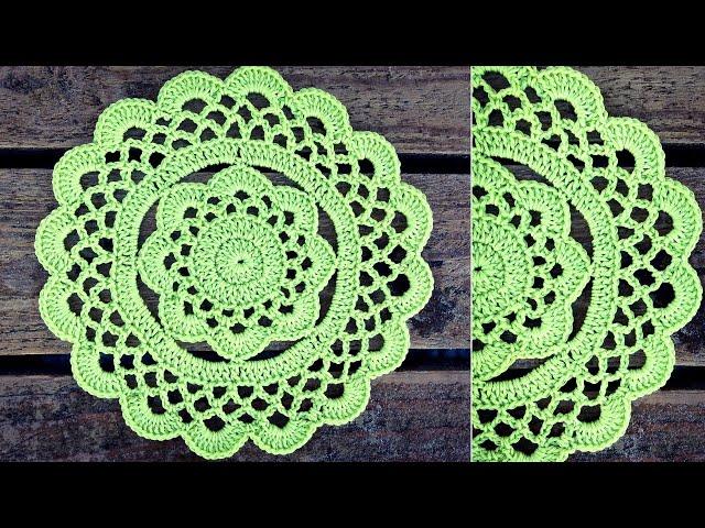 How To Crochet Very Easy Rustic Flower Doily