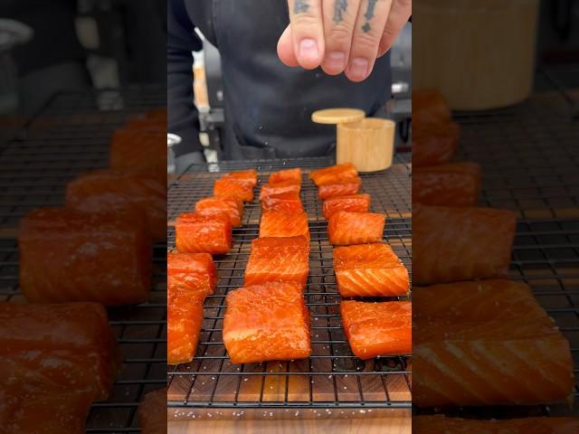 Miso Marinated Smoked Salmon Bites #salmon #smokedsalmon #bbq #miso