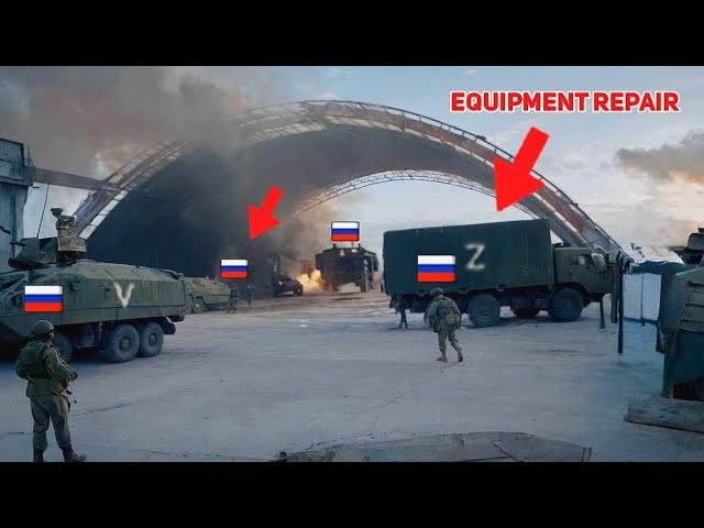 Russian Armor Sent to Hangar for Repair, Airstrike Obliterates It!