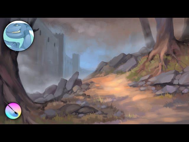 Landscape speedpaint in Krita - Pathway - Timelapse painting