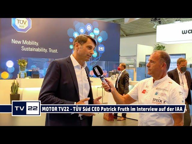 MOTOR TV22: TÜV Süd CEO Patrick Fruth im Interview nach der Pressekonferenz auf der IAA Mobility