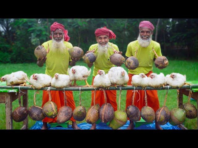 NARKELI CHICKEN - Coconut Chicken Curry Cooking by Village Grandpa - White Chicken Recipe