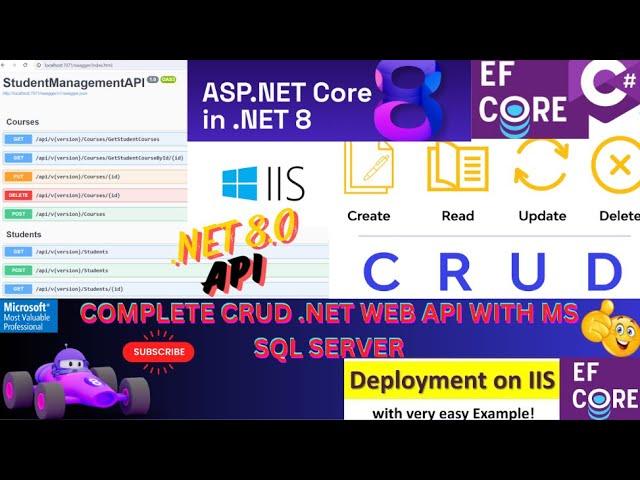 Complete ASP.NET Core Web API in .NET8.0 API Versioning,MS SQL,Postman,EFCore CRUD ,IIS Hosting