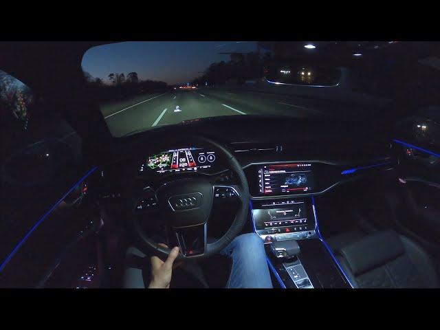 2021 AUDI RS6 AVANT | 600 HP | German Autobahn | Frankfurt | Night POV Drive & Topspeed I ASMR