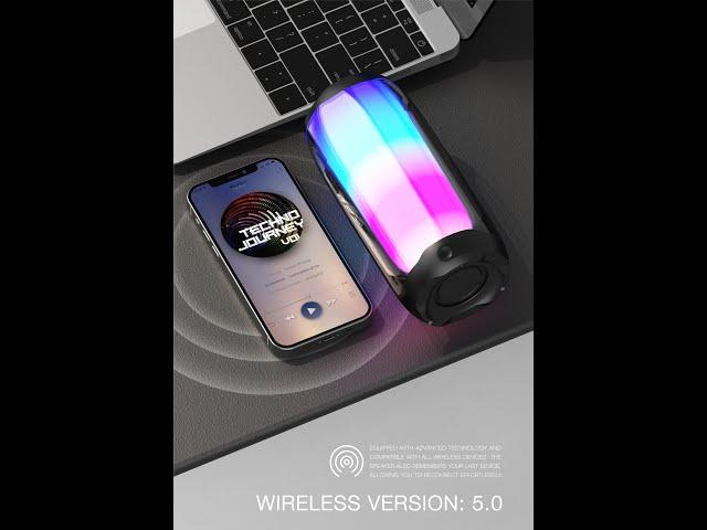 MOXOM Wireless Speaker with 360 degrees LED lights, Portable Wireless Speaker #wirelessspeaker