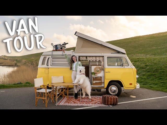 VAN TOUR | Beautiful Vintage Bus Converted to a Tiny Home for Full-Time VAN LIFE