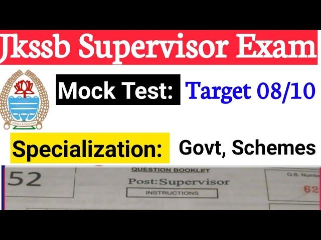 Jkssb Female Supervisor Mock Test | Exam Held On 23th June 2024 | Mock Test 10| Supervisor Mock Test