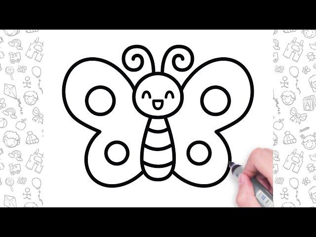 Butterfly Drawing Easy Step by Step | Easy Drawings For Kids