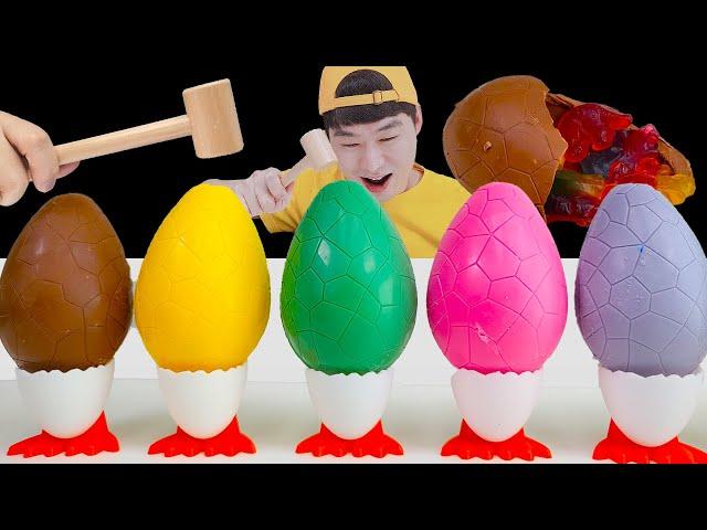 Mukbang 공룡알깨기 먹방 Egg challenge mukbang 재미있는 먹방 Chocolate 아이스크림 food Challenge 푸드챌린지 JJAEMI째미