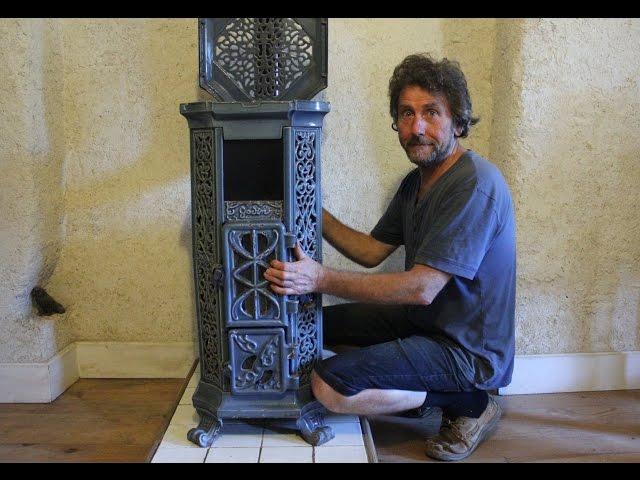 Stone/strawcrete storage heater for our wood stove. Brico ecolo radiateur Bricolaje calentador