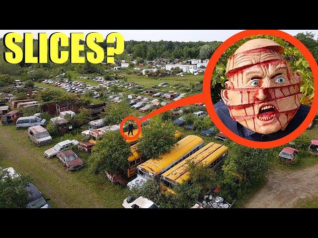 drone catches Slices the Demon at this abandoned car scrap yard (we found him)