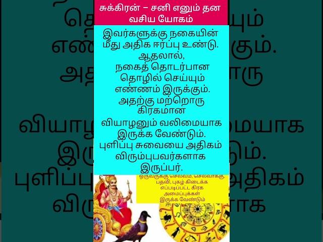 சுக்கிரன் – சனி எனும் தன வசிய யோகம் #shortfeed #rasipalan