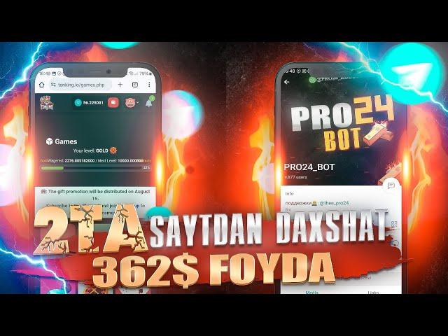 362$ DOLLAR 2 SAYTDAN OYIN OYNAB DAXSHAT! INTERNETDA PUL ISHLASH #TON #coin