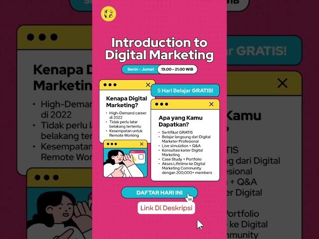 FREE RevoU Mini Course Digital Marketing, Daftar Sekarang!!! #shorts