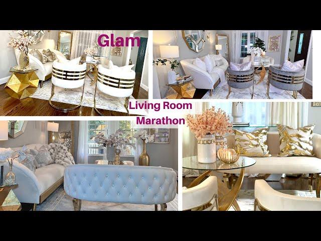 GLAM LIVING ROOM DECOR IDEAS & TOUR MARATHON | Decorate With Me | Glam Home Decor