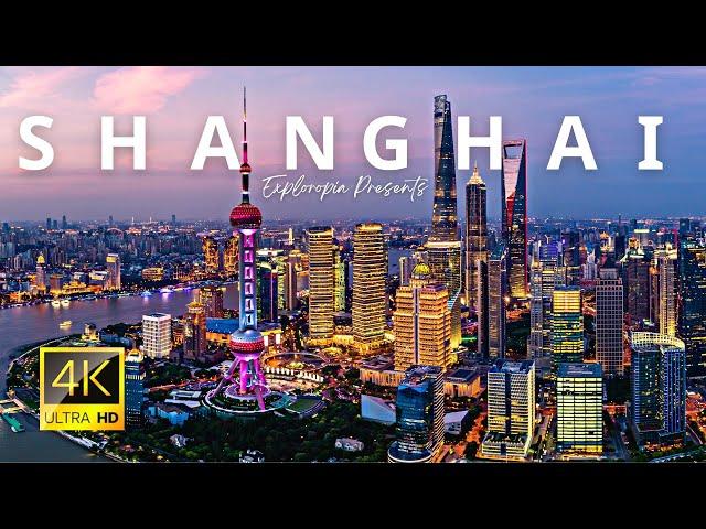 Shanghai, China  in 4K ULTRA HD 60FPS at night by Drone