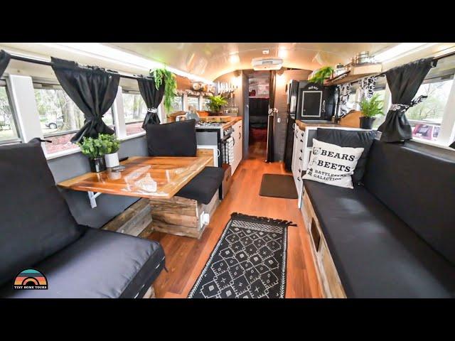 Gorgeous DIY Skoolie W/ Chef Designed Kitchen, Full Bathroom & Office