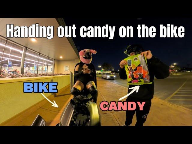 We almost gave candy to a cop! (MOTOVLOG)