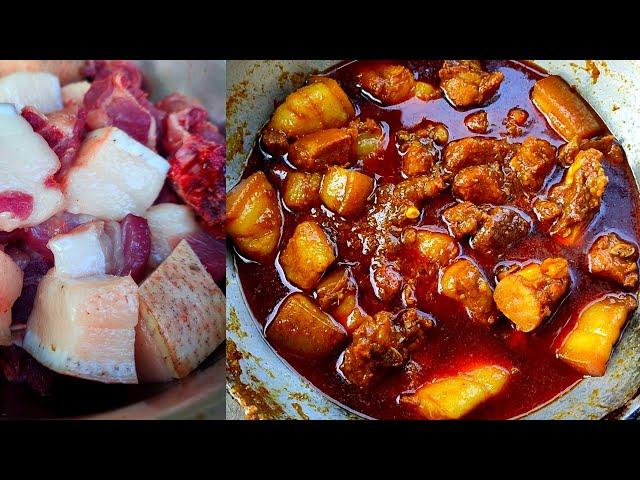 COOKING A Tasty Delicious Pork Curry  Just Spicy & Yummy Recipe