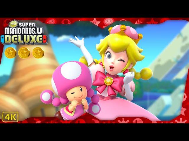 New Super Mario Bros. U Deluxe ⁴ᴷ Full Playthrough (All Star Coins) Toadette/Peachette gameplay