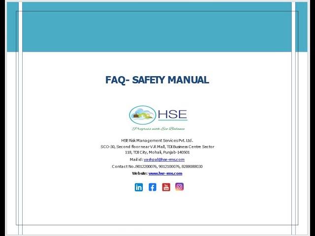 FAQ- SAFETY MANUAL