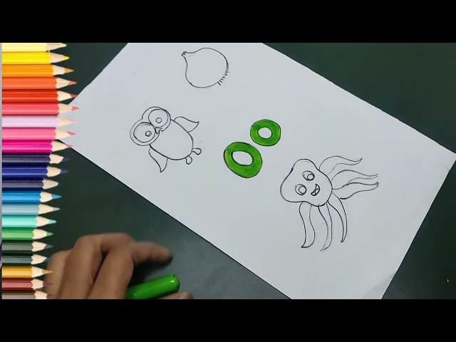 O for Owl | Easy Drawing and Coloring for Kids | Learn to Draw a King | Fun Coloring