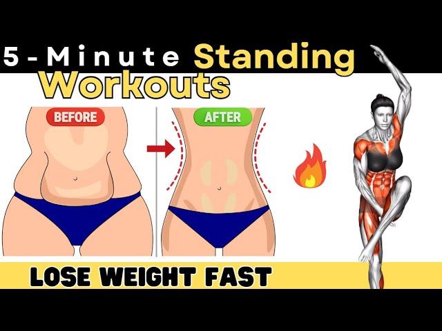 5 Minute Standing MORNING Workout  LOSE WEIGHT AND BELLY FAT