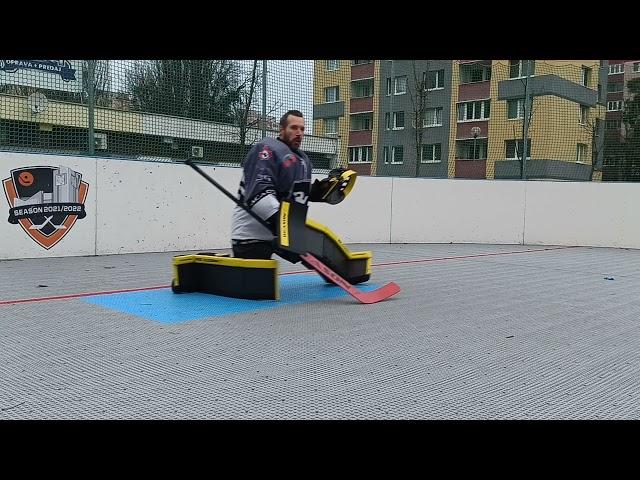 Ball hockey goalie pads with sliders Test