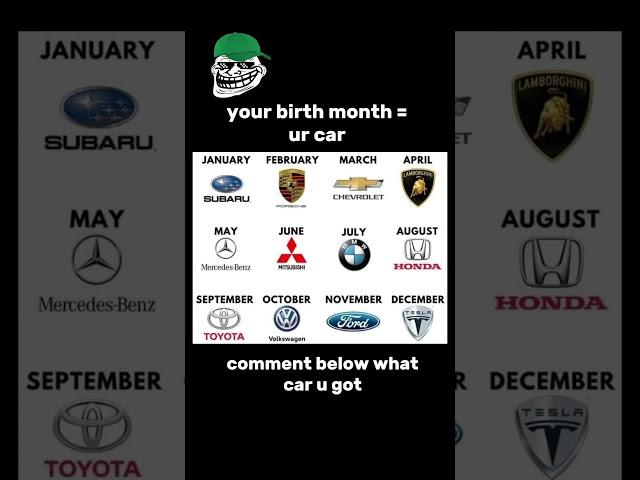 your birth month = ur car 