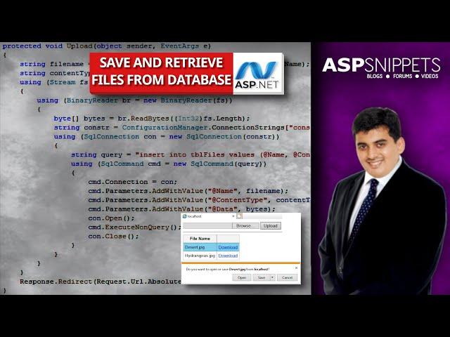 Save and Retrieve Files from SQL Server Database using ASP.Net