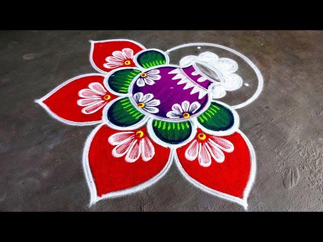 Bhogi Pongal pot rangoli/Thai Pongal Paanai kolam/sankranti chukala muggulu/super Amazingrangoli