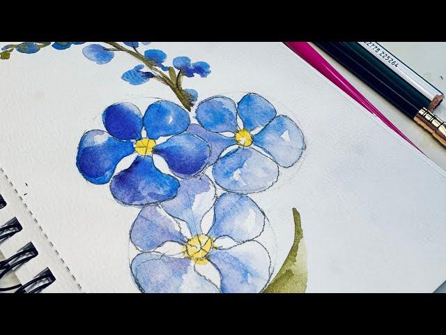 Paint a lovely Forget-Me-Not in Watercolor! Simple, Fun & Inspiring Step-by-Step guide. #paulrubens