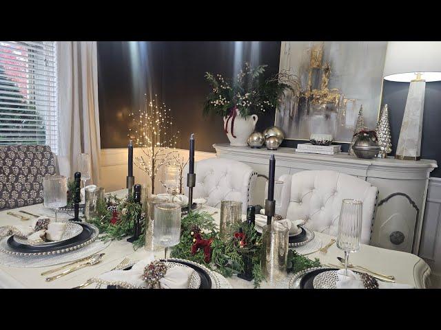 Christmas Dining Room | Decorate With Me Buffet Styling Plus Tablescape.