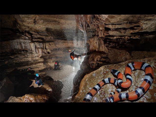 110 foot rappel in to this river CAVE leads to massive WATERFALL