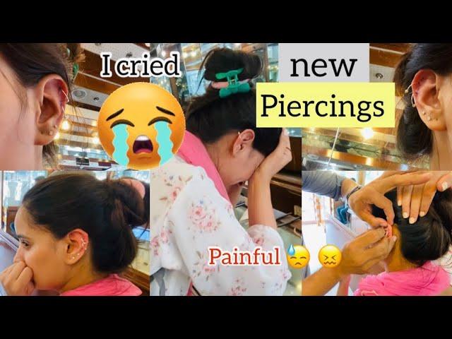 I got new piercings || I cried || painful Piercings vlog