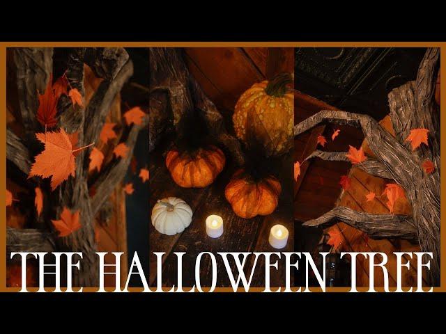 Halloween Tree DIY | Pumpkin Lanterns & Crepe Paper Leaves 