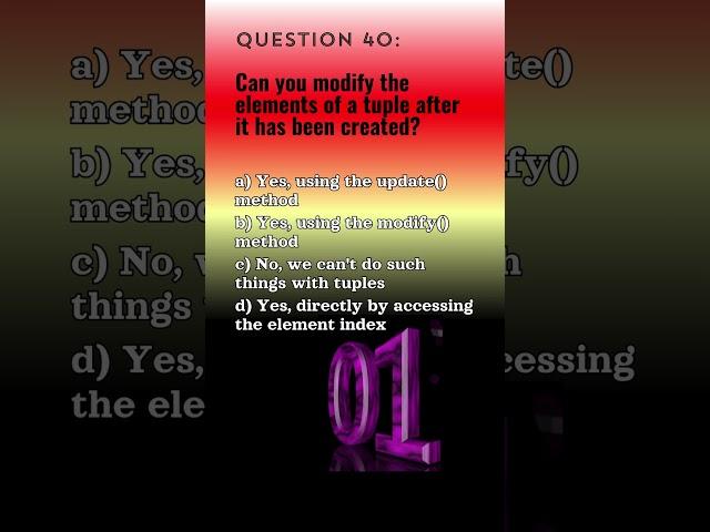 Python Qn. 40 | Python Questions and Answers | Tech NS Arena #programmingquiz