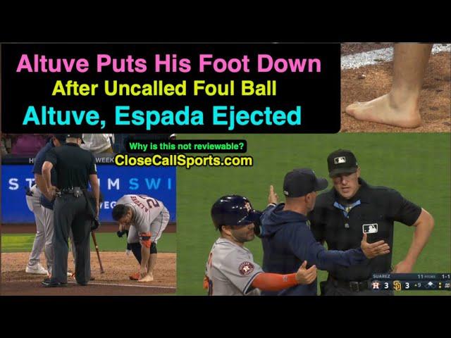 E175-6 - Jose Altuve Reveals Bare Foot After Brennan Miller's Foul Ball No-Call; Espada Ejected Too