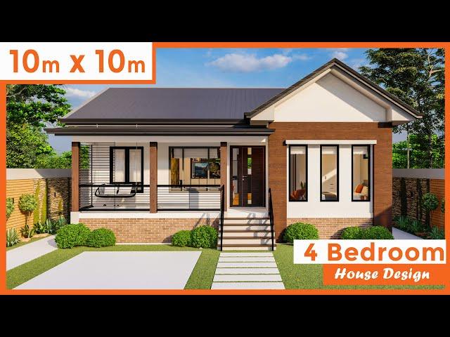 10 by 10 meters (33 by 33 ft), 4 Bedrooms, Modern House Design  (97 square mtr /1044square ft)