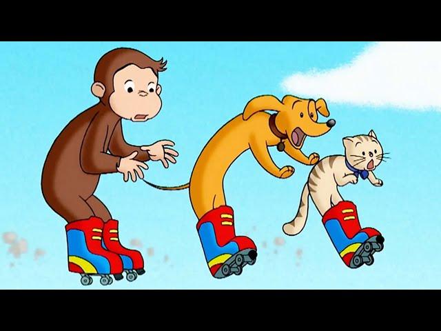 Georges le Petit Singe  Hundley et George vont faire du roller ! Dessin Animé