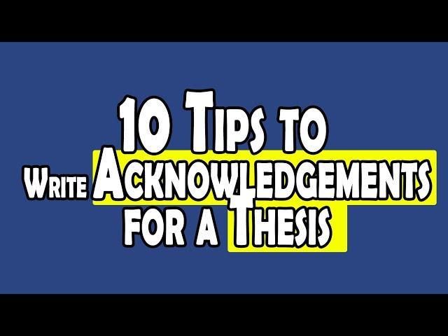 How To Write Acknowledgement For A Thesis