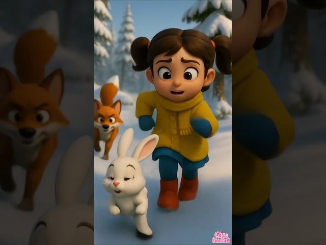 Rabbit and Fox Chase in the Snow – Luna Stops the Chaos! ️ #LunaBelle #ComedyChase #shorts