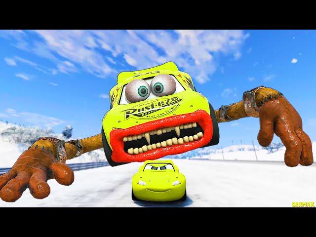 Epic Escape From The Lightning McQueen Crazy Eater & New Spider Eater | McQueen VS McQueen Beamng