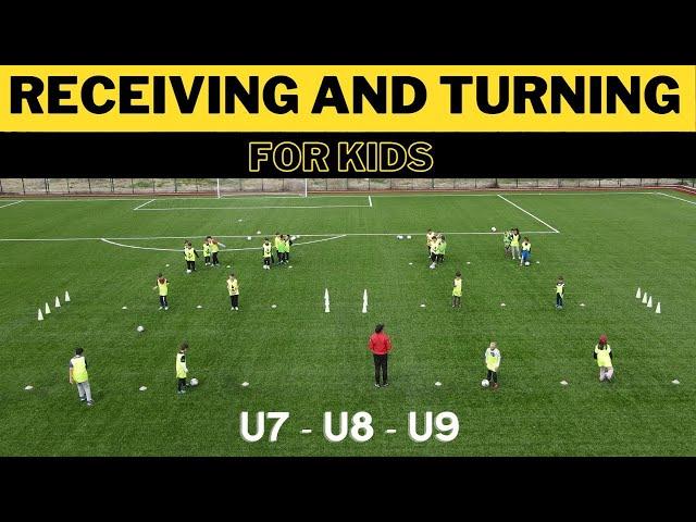 Receiving And Turning Football/Soccer Drill | For Kids | U7 - U8 - U9 |